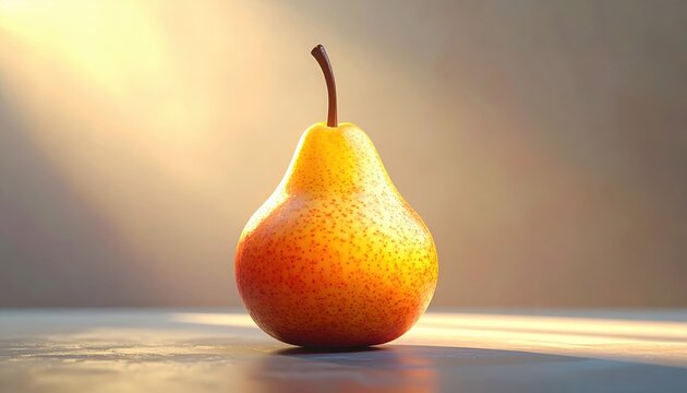 A perfectly ripe pear with a soft backlight glow