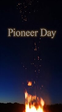 Pioneer Day Celebration Campfire Bonfire Sparks Night Sky Event Vertical