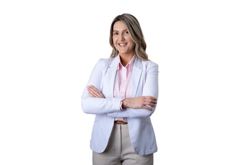 Confident businesswoman smiling with arms crossed