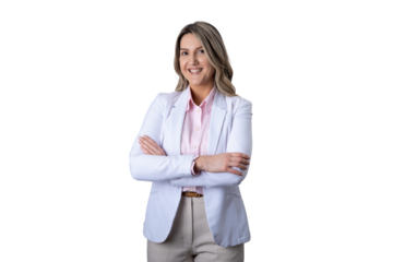 Confident businesswoman smiling with arms crossed