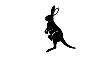 Silhouette of a Standing Hare or Jackrabbit Illustration. © MY