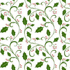Holly berry seamless pattern