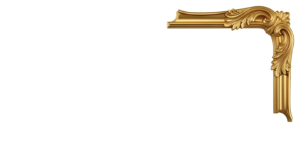 Luxury golden corner frame ornament with floral details for elegant designs