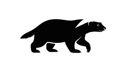 Silhouette of a Walking Badger Wildlife Illustration.