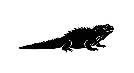 Silhouette of an Iguana A Detailed Vector Illustration.