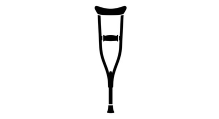 Single Black Crutch Illustration for Medical Assistance.