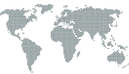 Dotted color world map vector.	
