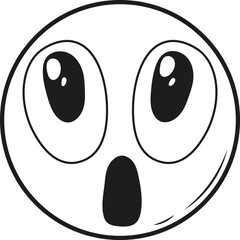 Scared emoji. Broken heart. Doodle style vector illustration.