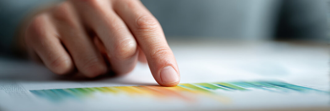 Hand finger finance data report analysis business gradient colorful metric insight