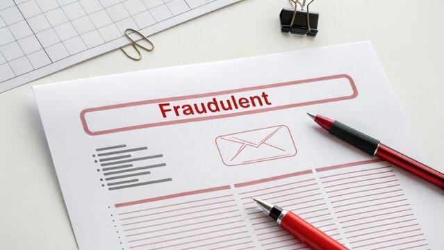 Fraudulent Email Printout Highlighted in Red - Powered by Adobe