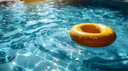 Sunny Day Delight Yellow Pool Float Basking in Clear Blue Water
