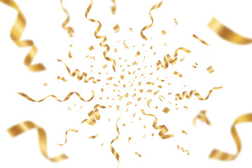 Celebrate success with dynamic golden confetti and ribbons for festive events, awards ceremonies, or dazzling marketing campaigns that demand attention