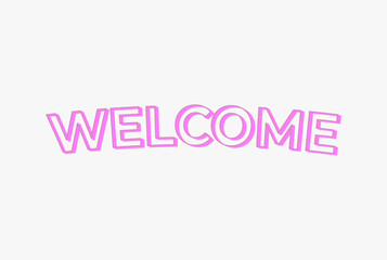 Bright neon pink welcome glowing text sign