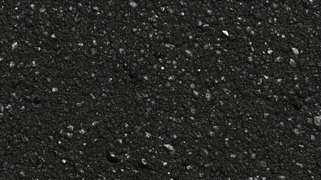 Detailed closeup of black asphalt texture suitable for backgrounds, construction or roadbuilding concepts, textures for design projects and presentations.