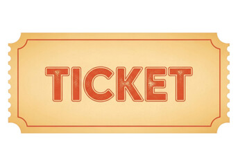 Vintage ticket with text isolated on transparent background