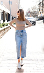 Girl in Casual Outfit in City