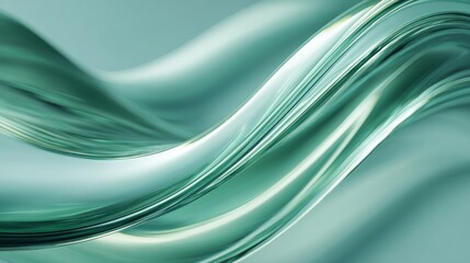 Smooth, flowing wave of translucent material rendered in shades of cyan and teal