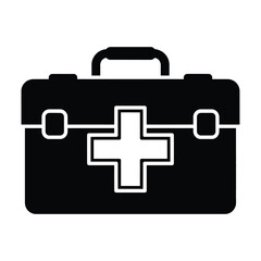 Fototapeta premium Black silhouette of a first aid kit with white cross 1