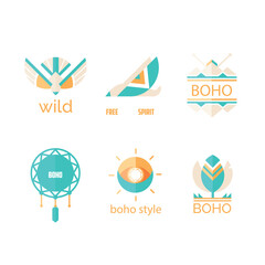 Collection of fantastic ethnic logo designs with blue accents