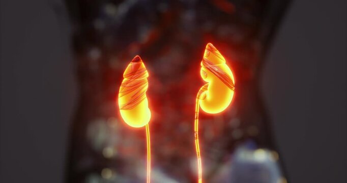 This illustration presents the kidneys anatomical features within the human body, highlighting their shape, location, and importance in the urinary system.