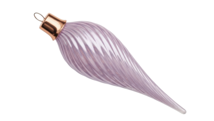 Isolated teardrop-shaped iridescent pink glass Christmas ornament for festive decorations