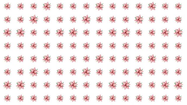 An airy motion graphic featuring a delicate, sparse pattern of soft pink watercolor floral clusters, suggesting romance, femininity, or gentle celebration themes.