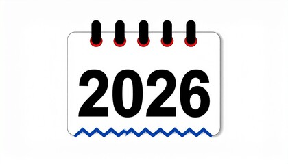 Flat Design 2026 as a Calendar Tear-off