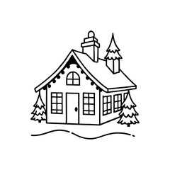 Fototapeta premium Sketch of a residential house vector illustration featuring a modern home roof design with window and door icons for real estate architecture symbols