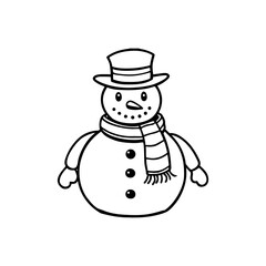 Snowman with hat and scarf hand drawn illustration isolated on white background isolated on transparent background