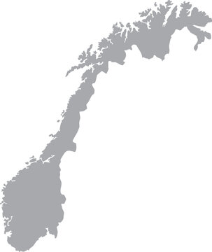 Norway Map Isolated Grey Silhouette Editable Vector