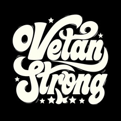 Veteran Strong text with stars graphic lettering typography