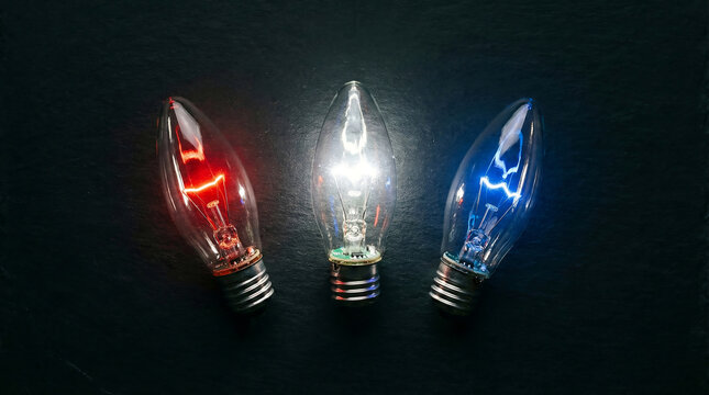 Top-down view of multiple smart Christmas bulbs showing different colors and patterns