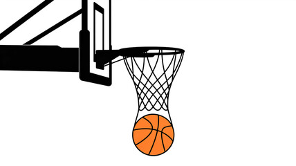A minimalist black and orange basketball illustration on a white background