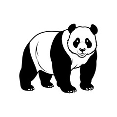 Panda standing a black and white bear with distinctive markings depicted in a simple illustration style isolated on white background isolated on transparent background