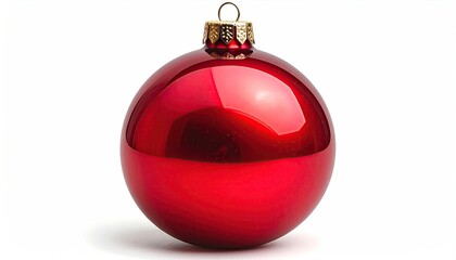 Shiny Red Christmas Ornament Decoration Isolated on White Background.