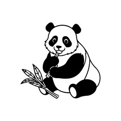 Panda bear sitting and eating bamboo a charming illustration of a giant panda enjoying its meal isolated on white background isolated on transparent background