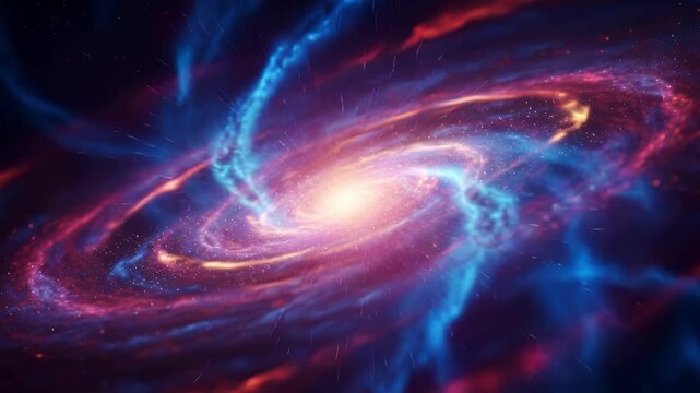 Vibrant galaxy swirling with cosmic energy in stunning video sequence