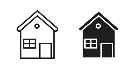 House icon glyph and line set thin line symbol concept.