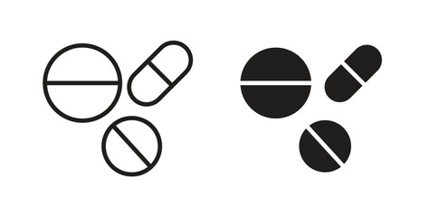 Fototapeta premium Medicine icon glyph and line set thin line symbol concept.