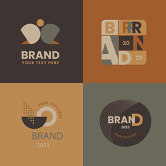 Collection of flat design labels with muted color palettes