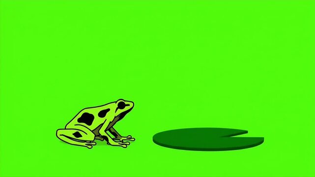 Cartoon Frog Leaping Over Lilypad In Loop.
