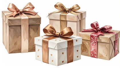 Festive Gift Boxes Wrapped in Ribbons and Bows for Special Occasions.