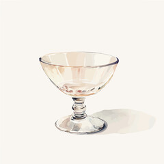 A painting of a glass dessert bowl design collection, hand-painted watercolor style, vector set available in EPS, Simple illustration, vectorized
