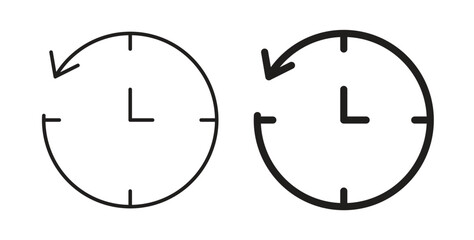 Past time icon glyph and line set thin line symbol concept.