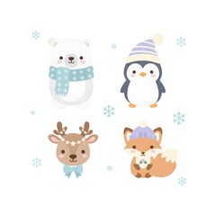 Cute Winter Creatures Kawaii Style