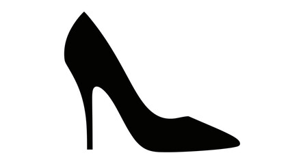 Elegant Black High Heel Shoe Silhouette on White Background 1.
