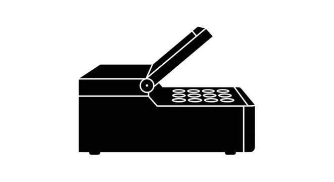 Black and White Thermal Cycler Silhouette Illustration.