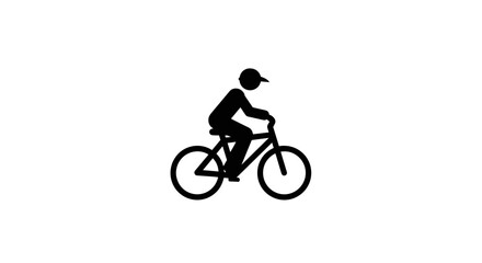 Cyclist Silhouette Simple Icon of a Person Riding a Bike.