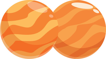 Planets with orange and yellow stripes are very close to each other in the vastness of space