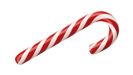 A red and white striped candy cane isolated on transparent background, christmas treat